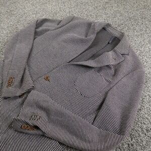 Montedoro Blazer Mens 52 Blue Brown Stripe Knit Sport Coat Jacket Surgeon Italy